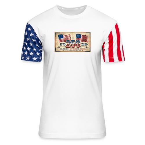 USA 250th Anniversary Flags Emblem - Unisex Stars & Stripes T-Shirt