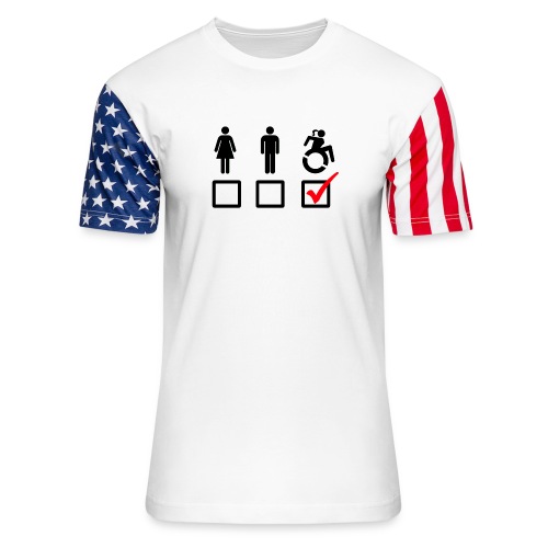 Female wheelchair user, check! - Unisex Stars & Stripes T-Shirt