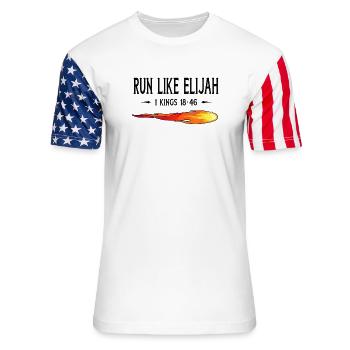 Run Like Elijah Funny Christian Runner Bible Verse - Unisex Stars & Stripes T-Shirt - white - Front - Damien (186cm)