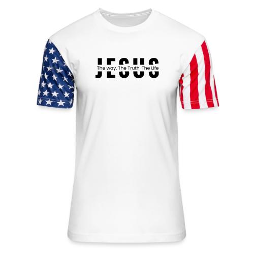 Jesus the Truth and the Life Bible Verse Merch - Unisex Stars & Stripes T-Shirt