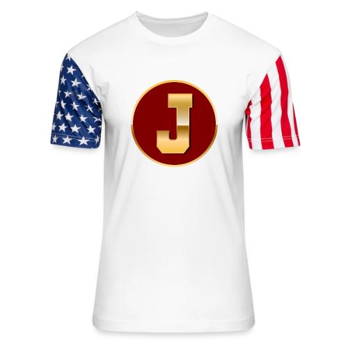 Letter J – Capital Varsity Alphabet Monogram - Unisex Stars & Stripes T-Shirt