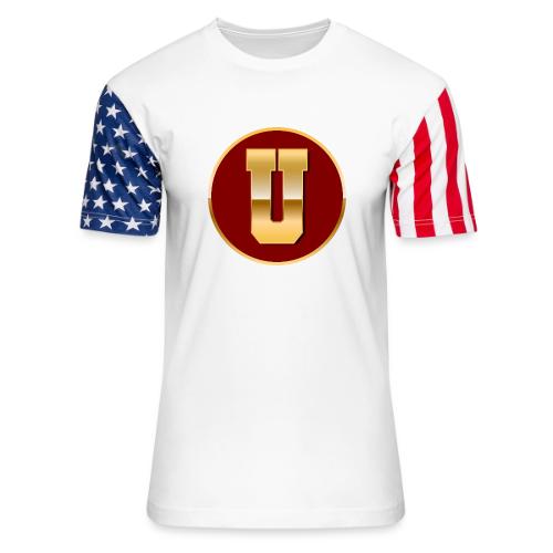 Letter U – Capital Varsity Alphabet Monogram - Unisex Stars & Stripes T-Shirt