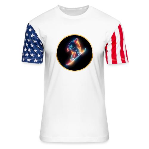 Golden Neon Snowboard - Unisex Stars & Stripes T-Shirt