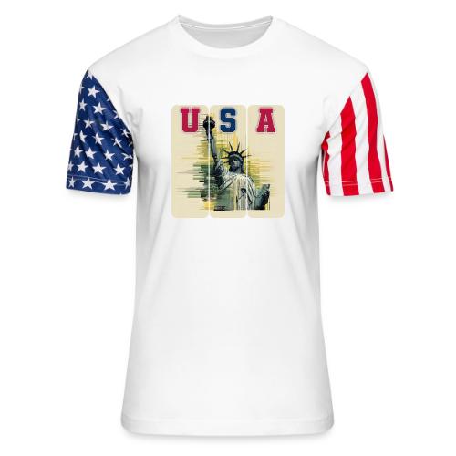 Art illustration of the Statue of Liberty - Unisex Stars & Stripes T-Shirt