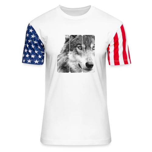 Wolf Face Triptych: Silent Alpha - Unisex Stars & Stripes T-Shirt