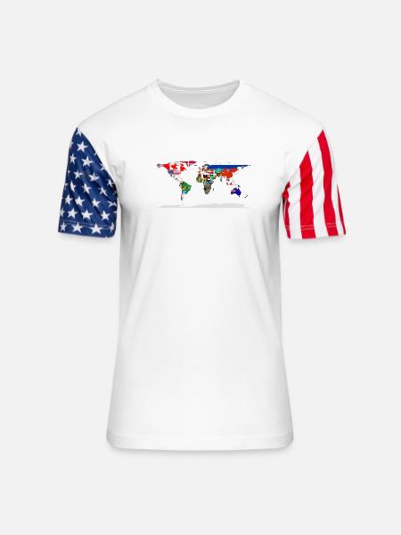 Flag Map Of The World - Unisex Stars & Stripes T-Shirt - white