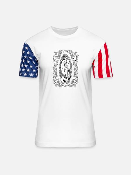 Notre-Dame de Guadalupe Vierge Marie Christian Gift - T-shirt Stars & Stripes unisexe - blanc
