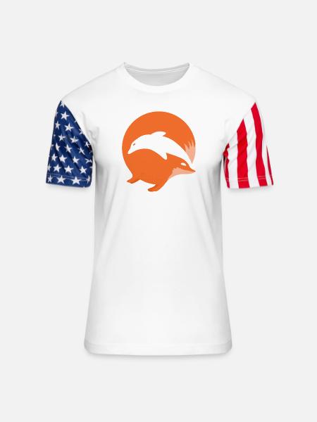 Fox or Dolphin in this fun optical illusion - Unisex Stars & Stripes T-Shirt - white
