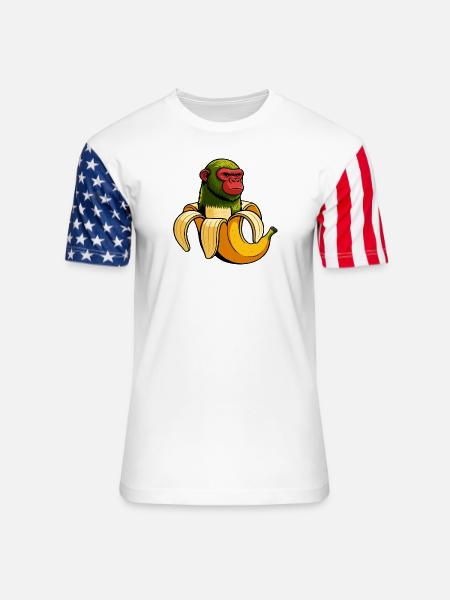 Chimpanzini Bananini Italian Brainrot Meme Art - Unisex Stars & Stripes T-Shirt - white