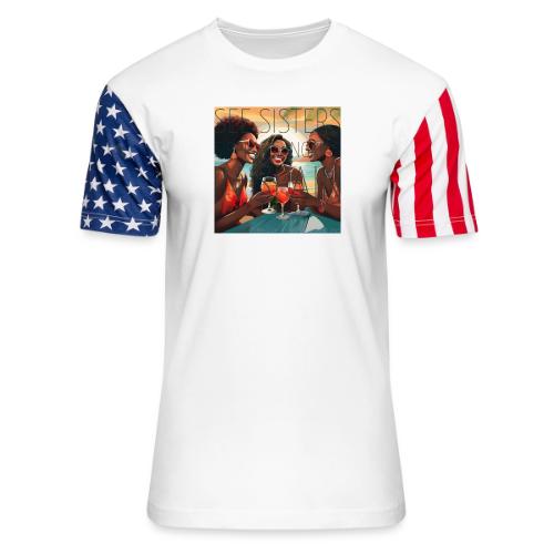 Mrs. S' GGG Retreat_Sisters Sipping Sangrias - Unisex Stars & Stripes T-Shirt