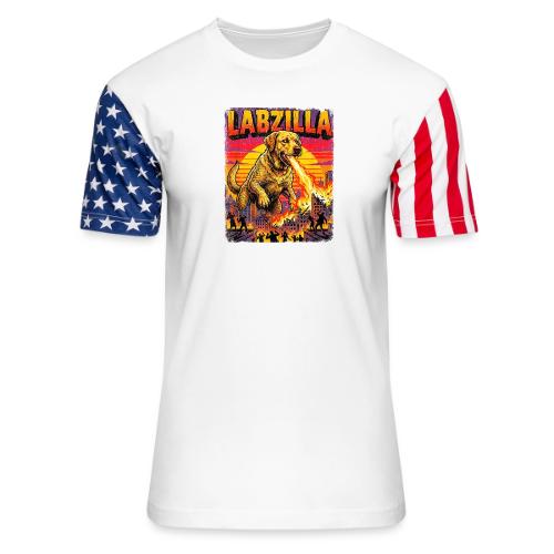Labzilla Giant Yellow Labrador Monster Tee - Unisex Stars & Stripes T-Shirt