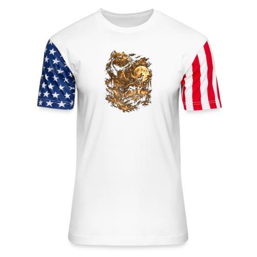 Pit Bull Howling Moon Fantasy Forest Tee - Unisex Stars & Stripes T-Shirt