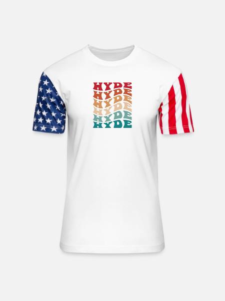 Funny Personalized Hyde Name Themed Apparel - Unisex Stars & Stripes T-Shirt - white