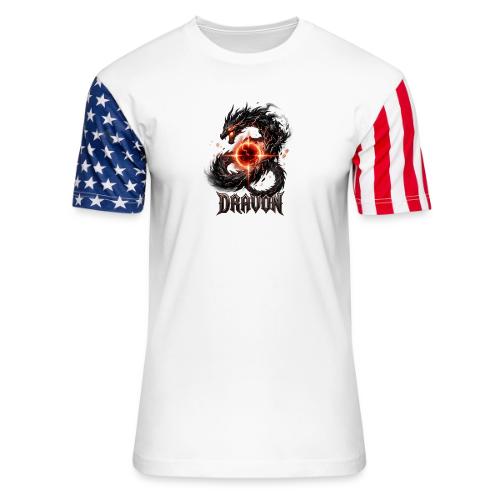 Dravon Fire Dragon Dark Fantasy Graphic T-Shirt - Unisex Stars & Stripes T-Shirt
