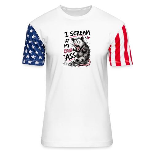 Funny Opossum Screaming Graphic Tee - Unisex Stars & Stripes T-Shirt