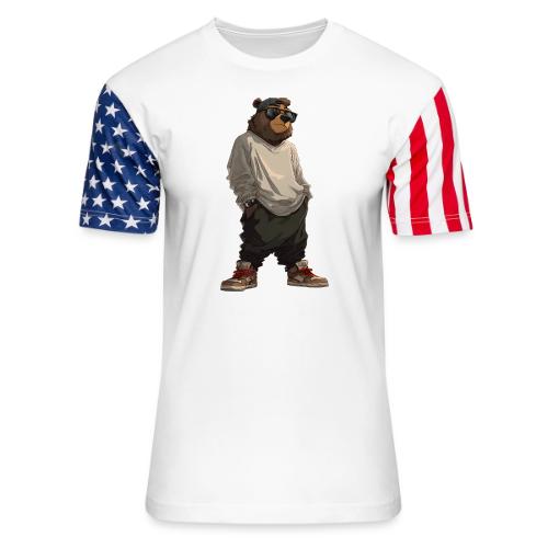 Urban Streetwear Bear Cool Apparel Design - Unisex Stars & Stripes T-Shirt