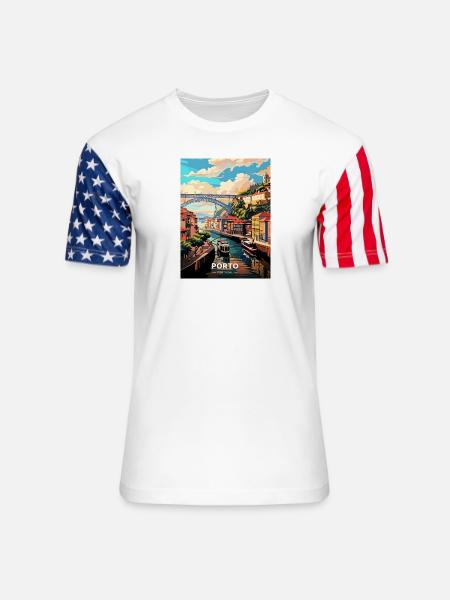 Porto Portugal Travel - Unisex Stars & Stripes T-Shirt - white