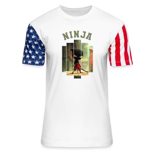 Cute Ninja Attack - Unisex Stars & Stripes T-Shirt