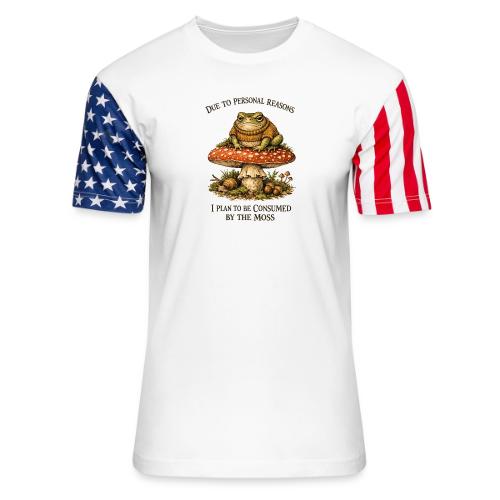 Frog Consumed by Moss Cottagecore Aesthetic - Unisex Stars & Stripes T-Shirt