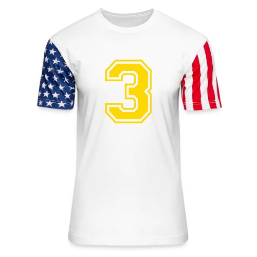 Number 3 in a classic athletic collegiate font - Unisex Stars & Stripes T-Shirt