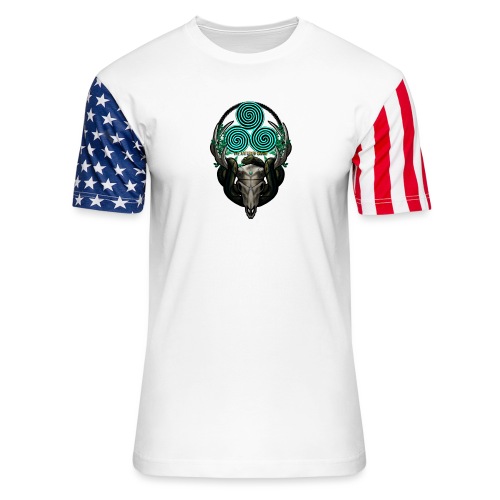 The Antlered Crown (Color Text) - Unisex Stars & Stripes T-Shirt