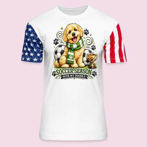 Soccer Season With My Doodle Goldendoodle Dog - Unisex Stars & Stripes T-Shirt