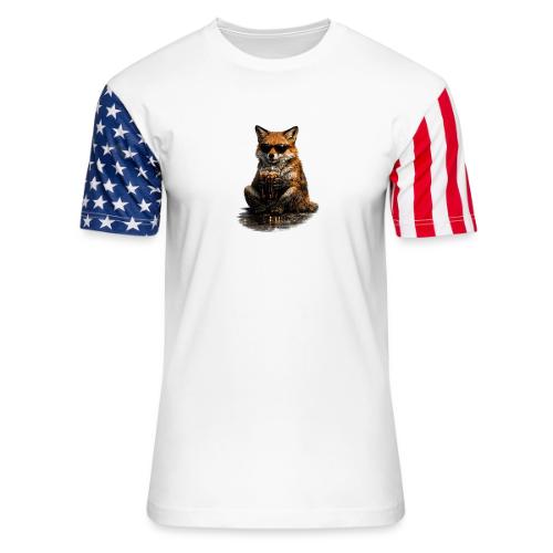 Cool Red Fox Wearing Sunglasses Drinking Coffee - Unisex Stars & Stripes T-Shirt