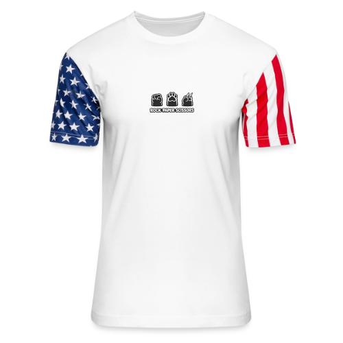 Playful Dog Paw Rock Paper Scissors - Unisex Stars & Stripes T-Shirt