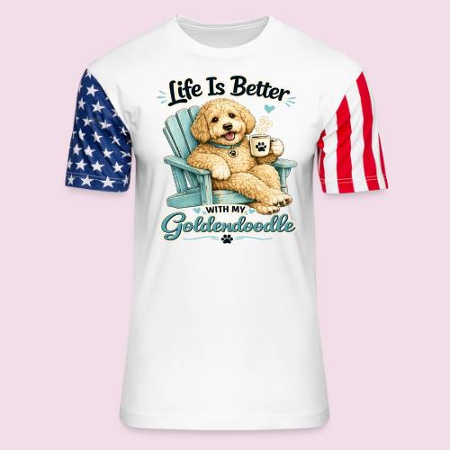 Life Is Better With My Goldendoodle - Unisex Stars & Stripes T-Shirt