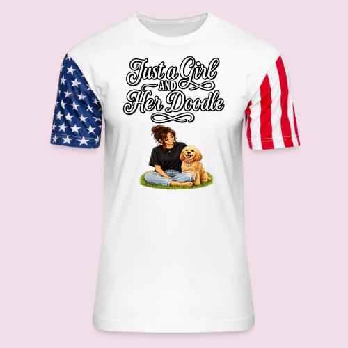 Just a Girl and Her Doodle | Dog Mom Design - Unisex Stars & Stripes T-Shirt