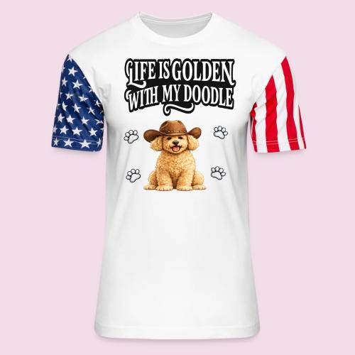Life Is Golden With My Doodle Cowboy Goldendoodle - Unisex Stars & Stripes T-Shirt