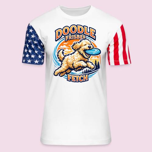 Doodle Frisbee Fetch | Goldendoodle Dog Lover - Unisex Stars & Stripes T-Shirt