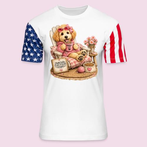 Just Enjoying Life Doodle Dog - Unisex Stars & Stripes T-Shirt