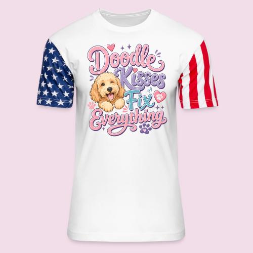 Doodle Kisses Fix Everything Dog Lover Gift - Unisex Stars & Stripes T-Shirt