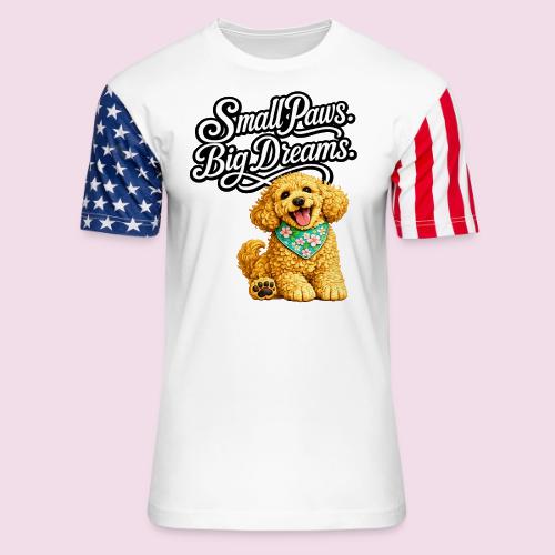 Small Paws Big Dreams Goldendoodle Puppy - Unisex Stars & Stripes T-Shirt