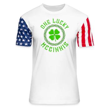 One Lucky McGinnis Irish Family Four Leaf Clover - Unisex Stars & Stripes T-Shirt - white - Front - Damien (186cm)