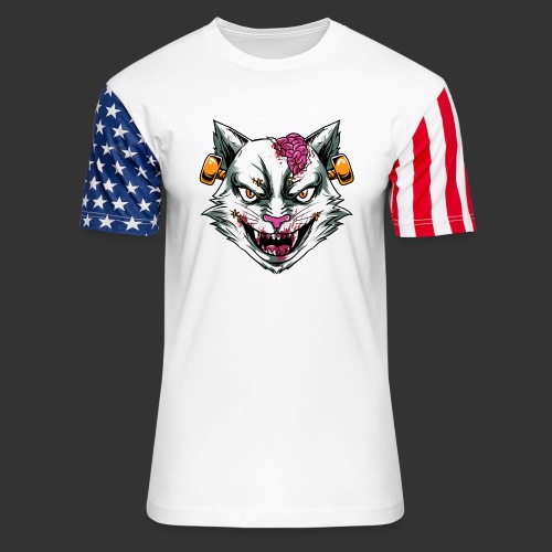 Horror Mashups: Zombie Stein Cat T-Shirt - Unisex Stars & Stripes T-Shirt