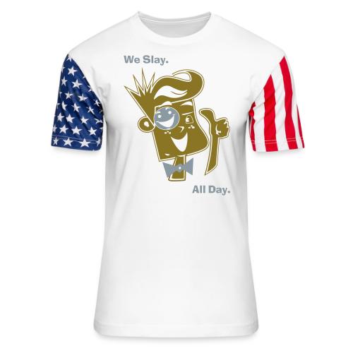 We Slay All Day Shiny Shirt Metallic Silver & Gold - Unisex Stars & Stripes T-Shirt