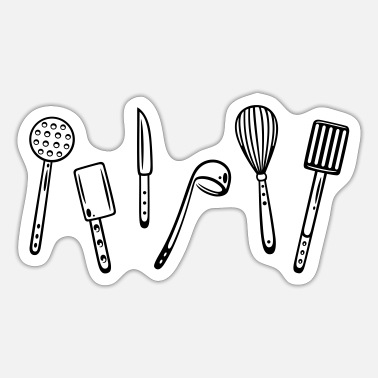 Kitchen utensils for cooking.' Sticker