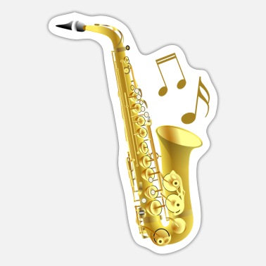 Saxophone with music notes' Sticker | Spreadshirt