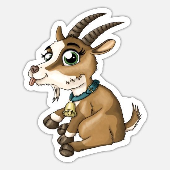 Cute goat kid billy goat illustration cartoon' Sticker | Spreadshirt