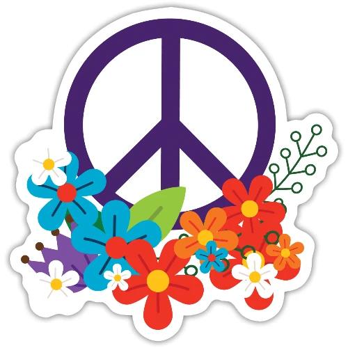 Hippie Peace Design avec des fleurs - Sticker