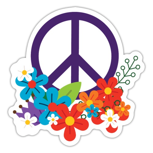 Hippie Peace Design With Flowers - Sticker