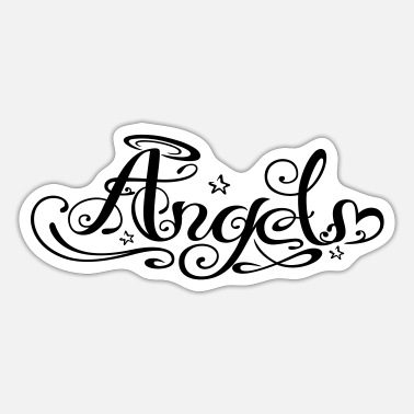 Angel Tattoo lettering logo, heart and stars.' Sticker | Spreadshirt