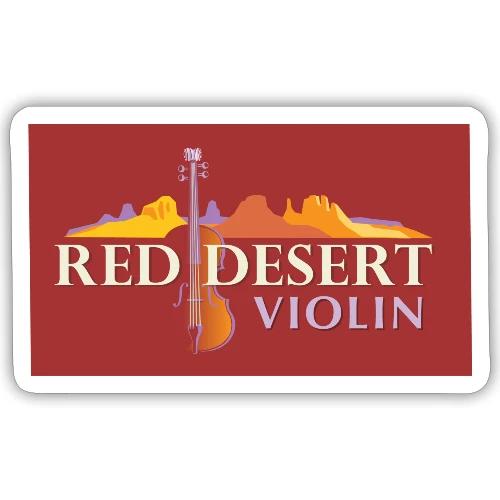 Red Desert Violin Logo on dark background - Sticker