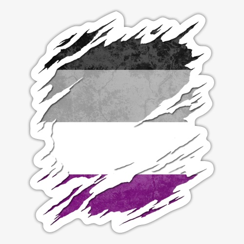 Asexual Pride Flag Ripped Reveal - Sticker