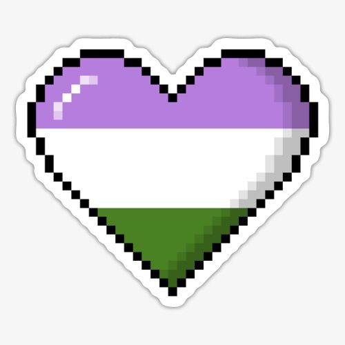 Genderqueer Pride 8Bit Pixel Heart - Sticker