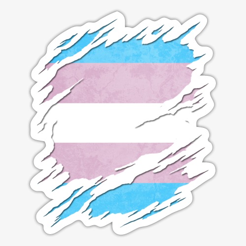 Transgender Pride Flag Ripped Reveal - Sticker