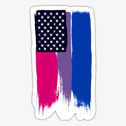 Bisexual Painted Stars and Stripes - Sticker