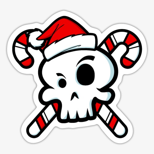 Cute Santa Skull and Cross Bone Candy Canes - Sticker